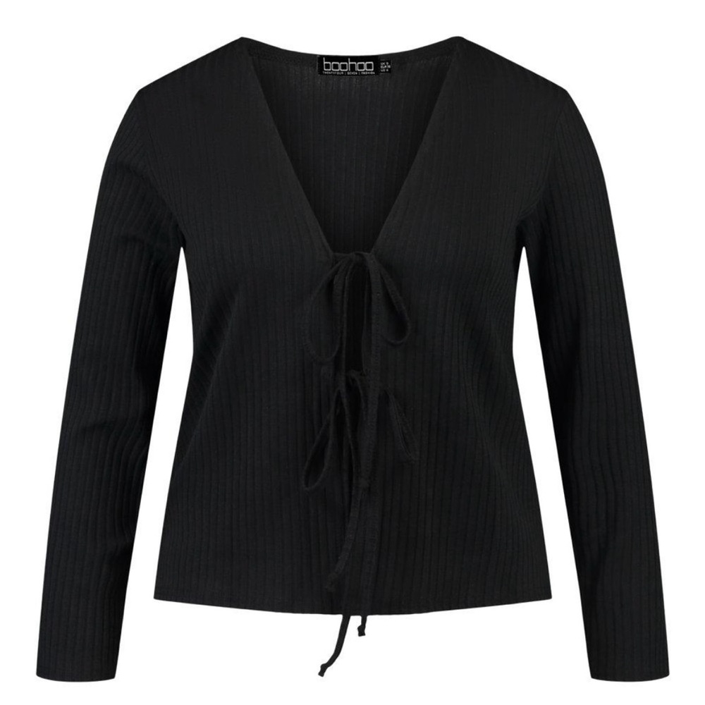 BRAND NEW PLUS SIZE RIB TIE FRONT CARDIGAN